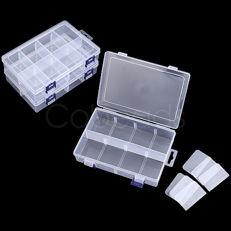 3Pcs 8 Grids PP Plastic Adjustable Dividers Boxes CON-PA0001-13-1