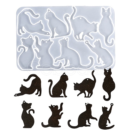 Cat Shape DIY Pendant Silicone Molds DIY-A061-05-1