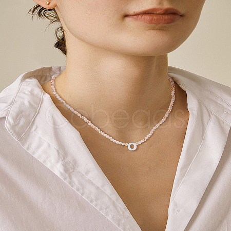 1Pc Glass Rondelle Beaded Necklaces NJEW-LP0007-23O-1