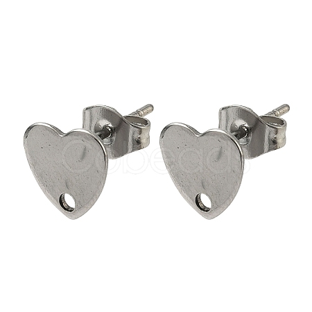 Non-Tarnish 304 Stainless Steel Heart Stud Earring Findings X-STAS-R063-37-1
