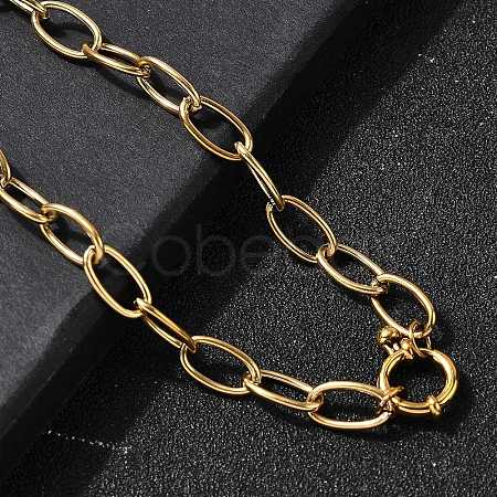 304 Stainless Steel Cable Chain Necklaces with Spring Ring Clasps for Women X-NJEW-Z091-09G-1