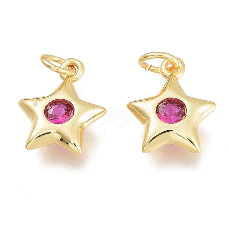 Brass Micro Pave Cubic Zirconia Charms KK-M206-30G-03-1