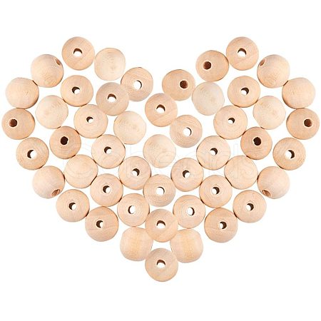 Round Unfinished Wood Beads WOOD-PH0008-12-1
