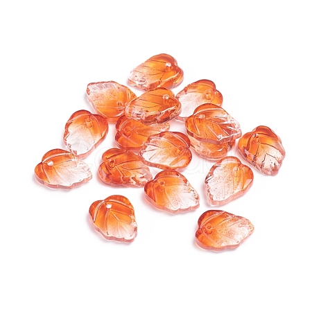 Autumn Theme Two-Tone Transparent Glass Charms X-GLAA-H016-15O-1