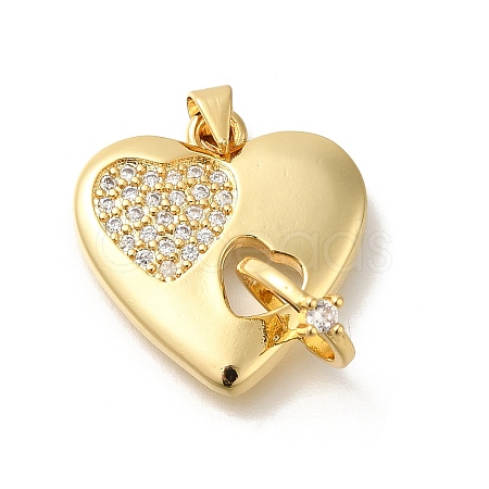 Rack Plating Brass with Cubic Zirconia Pendants KK-Z086-12G-03-1