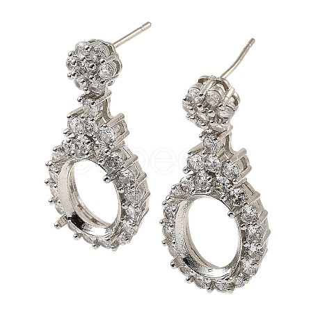 Rack Plating Brass with Cubic Zirconia Stud Earrings Finding KK-Z085-01P-1
