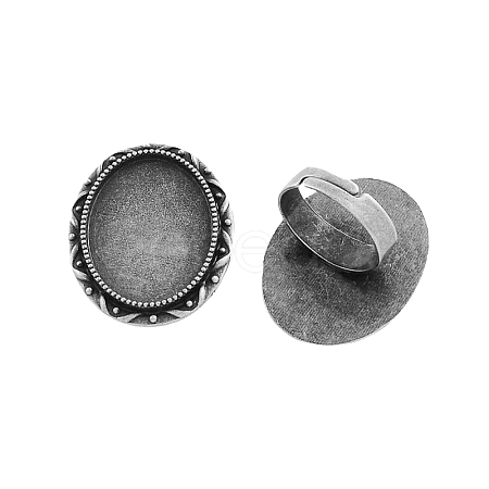 Vintage Adjustable Iron Finger Ring Components Alloy Cabochon Bezel Settings PALLOY-Q300-07AS-NR-1