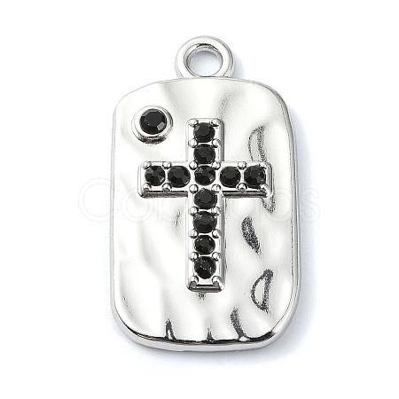 Rack Plating Alloy with Black Rhinestone Pendants FIND-Z051-04P-05-1