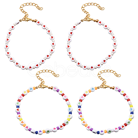4Pcs 2 Styles Acrylic Beads Bracelets for Women BJEW-HY0001-13-1