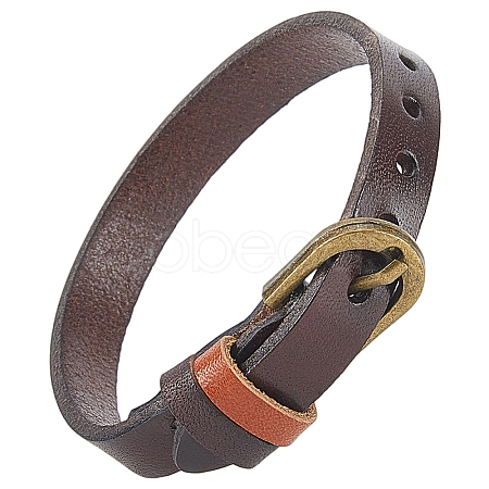 Cattlehide Adjustable Bracelets for Men Women BJEW-WH20001-06C-1