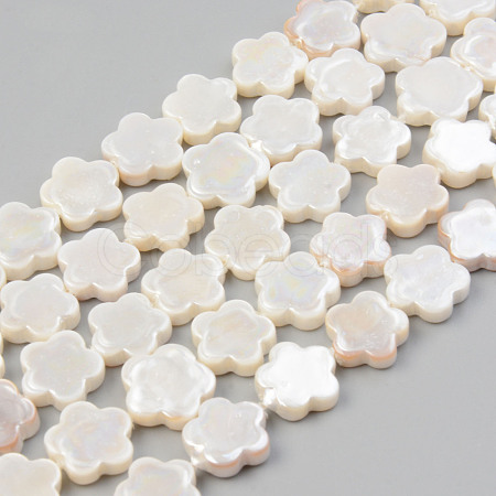 Electroplate Natural Freshwater Shell Beads Strands SHEL-T017-08-1
