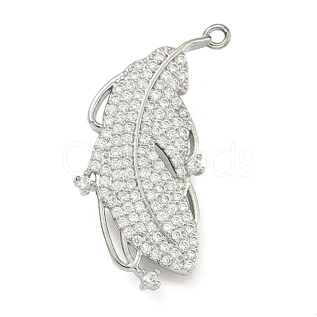 Feather Brass Micro Pave Cubic Zirconia Enhancer Shortener Bails KK-F934-07A-P-1