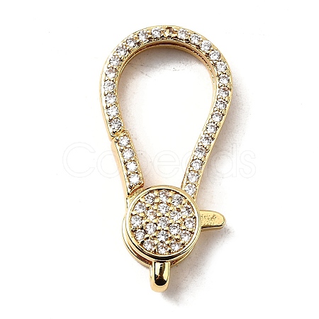 Brass Clear Cubic Zirconia Lobster Claw Clasps KK-Z078-47A-G-1