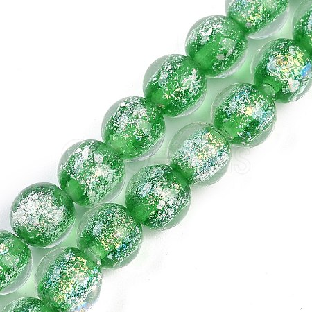 Handmade Gold Foil Lampwork Beads Strands LAMP-Q002-01B-1