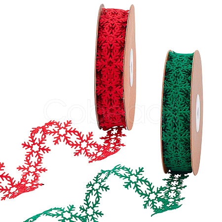 2 Rolls 2 Colors Christmas Snowflake Felt Lace Trim OCOR-PH0003-94-1