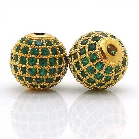 Brass Cubic Zirconia Beads ZIRC-F001-35G-1