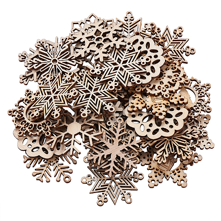50Pcs Laser Cut Unfinished Wood Pendants WOOD-CJ0001-37-1