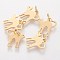 201 Stainless Steel Kitten Pendants, Stretch Cat Shape, Golden, 12x12x1mm, Hole: 3mm