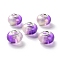 Two Tone Resin European Beads, Rondelle Large Hole Beads, with Platinum Tone Alloy Double Cores, Dark Violet, 14x9mm, Hole: 5mm