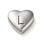 Non-Tarnish 201 Stainless Steel Beads, Stainless Steel Color, Heart, Letter L, 7x8x3.5mm, Hole: 1.5mm