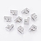 Alloy Initial Slide Charms with Grade A Rhinestones, for Personalized Name Necklaces Making, Lead Free & Nickel Free, Platinum, Letter.F, 12~13x8~13x4~5mm, Hole: 8x2mm