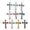 304 Stainless Steel Pendants, with Rhinestone, Stainless Steel Color, Cross, Mixed Color, 37.5x23.5x4.5mm, Hole: 2mm