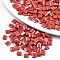 2-Hole Glass Seed Beads, Opaque Colours Lustered, Rectangle, FireBrick, 5x4.5~5.5x2~2.5mm, Hole: 0.5~0.8mm, about 118pcs/10g