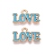 Valentine's Day Theme Alloy Enamel Pendants, Lead Free & Cadmium Free, Golden, Word Love Charm, Sky Blue, 9.5x17.5x1mm, Hole: 1.8mm