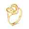 Real 18K Gold Plated Brass Alphabet Adjustable Rings, Heart with Initial Promise Ring for Women, Cadmium Free & Lead Free, Letter.D, US Size 5 1/4(15.9mm)