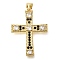 Brass Pave Clear Cubic Zirconia Pendants, Cross, Real 16K Gold Plated, 31.5x23x3.5mm, Hole: 3.5mm