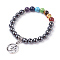 Gemstone Charm Bracelets, Chakra Bracelets, with Alloy Findings, Ring with Om Symbol, 2 inch(50mm)