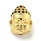 Brass Micro Pave Clear Cubic Zirconia Beads, Buddha Head, Real 18K Gold Plated, 11x8.5x6mm, Hole: 1.2mm