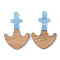 Opaque Resin & Walnut Wood Pendants, Anchor, Cornflower Blue, 38x24.5x3mm, Hole: 2mm