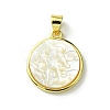 Rack Plating Brass Pave Natural Shell Pendants KK-A204-01B-02G-1