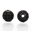 Rack Plating Brass Cubic Zirconia Beads ZIRC-S001-8mm-B04-2