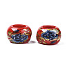 Flower Printed Opaque Acrylic Rondelle Beads SACR-S305-27-H01-2