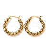 Iron Plating(IP) 304 Stainless Steel Twist Rope Hoop Earrings for Women Hand Polished EJEW-G298-07B-G-1