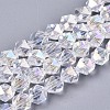Electroplate Transparent Glass Beads Strands EGLA-T019-06L-1