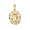 Brass Pave Natural White Shell Pendants KK-S522-07A-G-1
