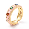 Flat Round Cubic Zirconia Cuff Rings RJEW-C021-04G-4