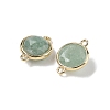 Brass Pave Natural Green Aventurine Faceted Flat Round Connector Charms G-U028-04G-08-2