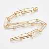 Brass Flat Oval Paperclip Chain Necklace Making MAK-S072-08A-G-2