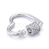 Brass Micro Pave Clear Cubic Zirconia Screw Carabiner Lock Charms ZIRC-E164-07P-4