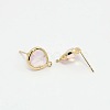 Real 18K Gold Plated Tone Brass Glass Stud Earring Findings X-GLAA-J023-06G-2