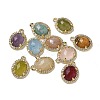 Natural Mixed Gemstone Faceted Oval Pendants G-I375-02G-1