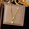 304 Stainless Steel Heart Pendant Necklaces for Women NJEW-Q028-05G-1