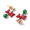 Bowknot Alloy with Acrylic & Brass Bell Stud Dangle Earrings EJEW-JE06092-4