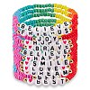 12Pcs Inspiration Word Glass Seed Stretch Bracelets Set with Heart BJEW-SZ0001-20-1