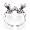 Brass Letter Open Cuff Rings for Women RJEW-G313-01W-P-2