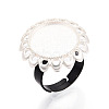 Adjustable Flower Alloy & Iron Bezel Cup Ring Base with Rotatable Tray MAK-T012-08S-1
